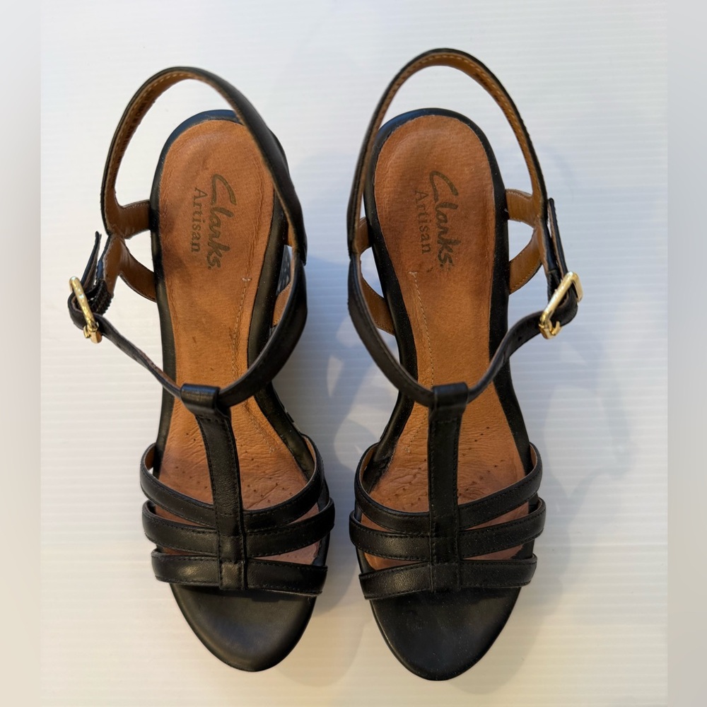 Clarks Amelia Avery Leather Wedge Sandals US 6 - Picture 3 of 7